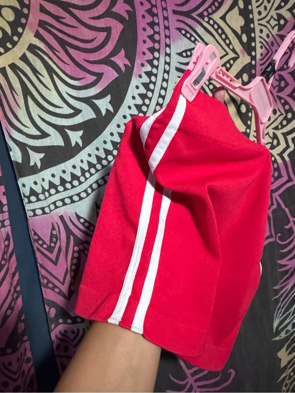 Red Athletic Style Shorts with White Side Piping